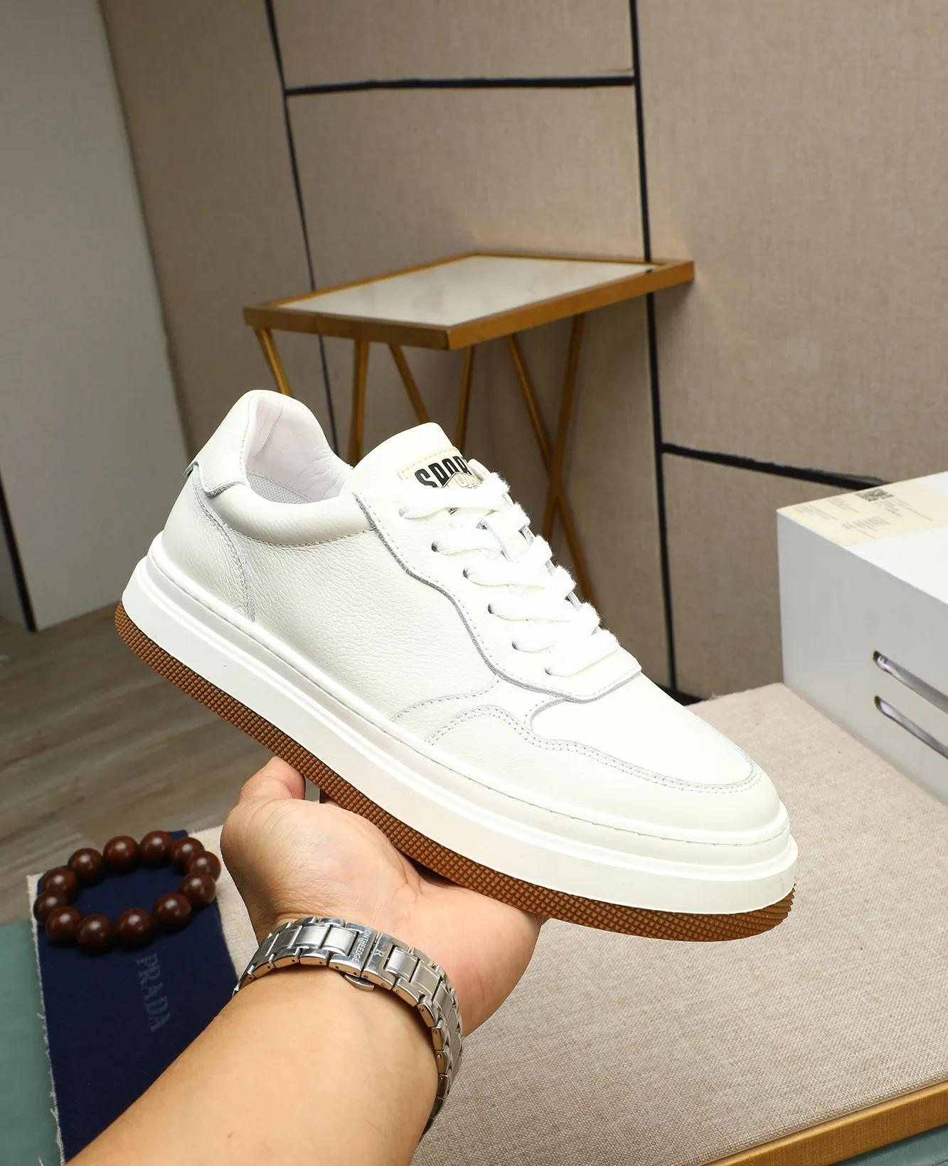 Men's men's shoes 💰440 high-end version. PRADA (Prada) men's casual style, compare the quality at the counter 🧚🏿♂️Imported cowhide fabric 🐎Water-dyed comfortable and soft cowhide lining for feet 🐂Genuine leather outsole with label 🎉 Size 38-44. Can be customized for 45💥🏆
